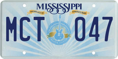 MS license plate MCT047