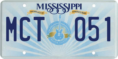 MS license plate MCT051