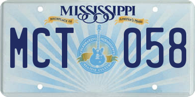 MS license plate MCT058