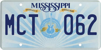 MS license plate MCT062