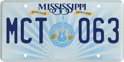 MS license plate MCT063