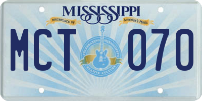 MS license plate MCT070