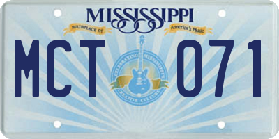 MS license plate MCT071