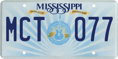 MS license plate MCT077