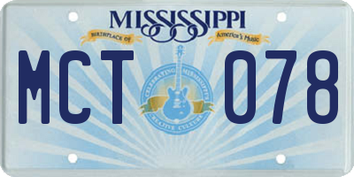 MS license plate MCT078