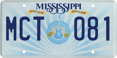 MS license plate MCT081