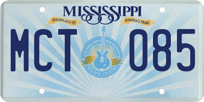 MS license plate MCT085