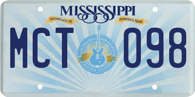 MS license plate MCT098