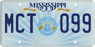 MS license plate MCT099