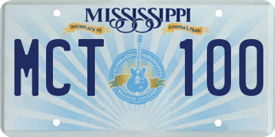 MS license plate MCT100