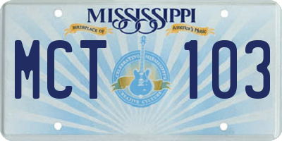 MS license plate MCT103