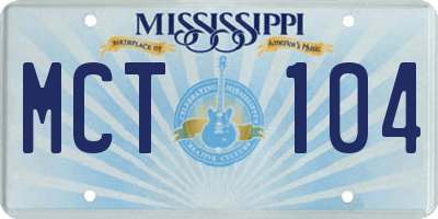 MS license plate MCT104