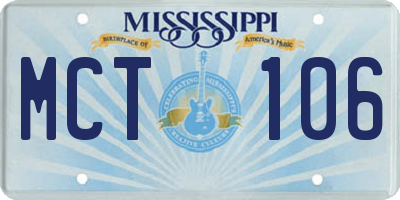MS license plate MCT106