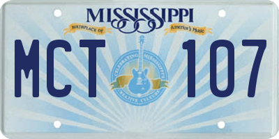 MS license plate MCT107