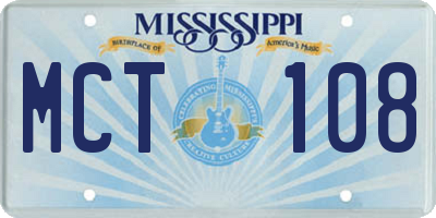 MS license plate MCT108