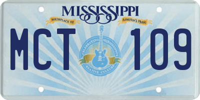 MS license plate MCT109