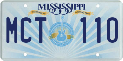 MS license plate MCT110