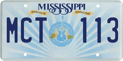 MS license plate MCT113