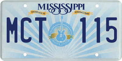 MS license plate MCT115