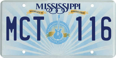 MS license plate MCT116