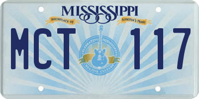 MS license plate MCT117