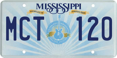 MS license plate MCT120
