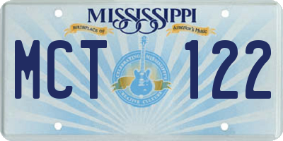 MS license plate MCT122