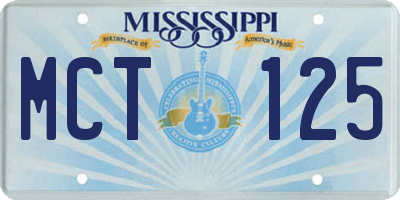 MS license plate MCT125