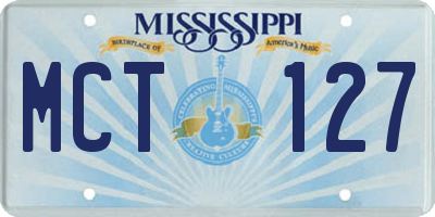 MS license plate MCT127