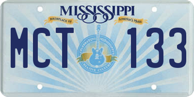 MS license plate MCT133