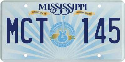 MS license plate MCT145