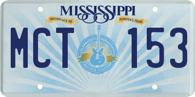 MS license plate MCT153