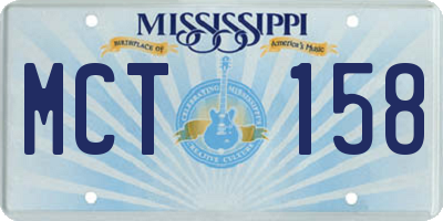 MS license plate MCT158