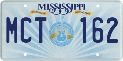 MS license plate MCT162