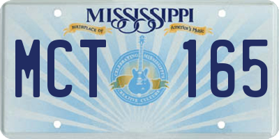 MS license plate MCT165