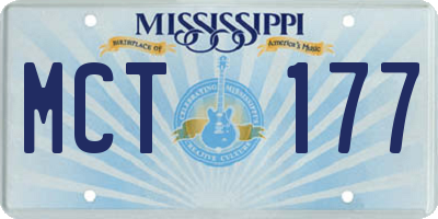 MS license plate MCT177