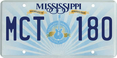 MS license plate MCT180