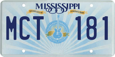 MS license plate MCT181