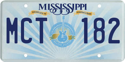 MS license plate MCT182