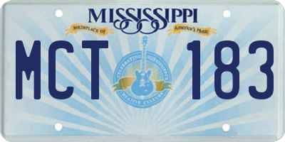 MS license plate MCT183