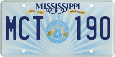 MS license plate MCT190
