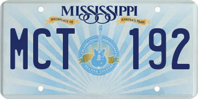 MS license plate MCT192