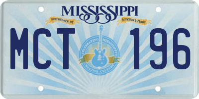 MS license plate MCT196