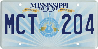 MS license plate MCT204