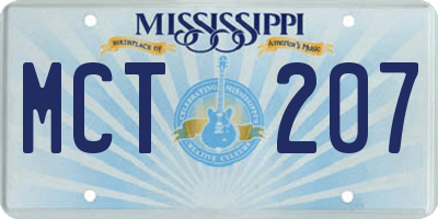 MS license plate MCT207
