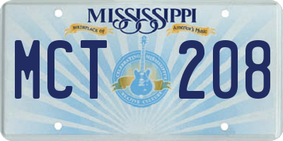 MS license plate MCT208