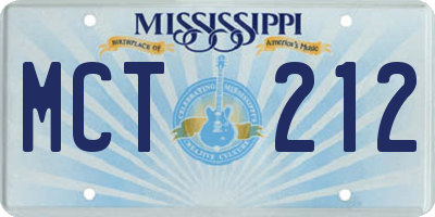 MS license plate MCT212
