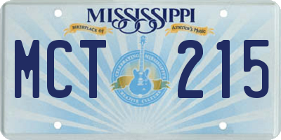 MS license plate MCT215