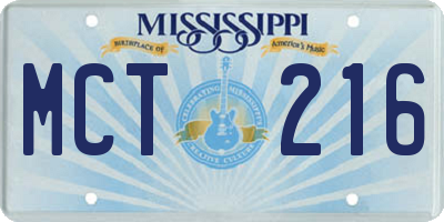 MS license plate MCT216
