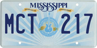 MS license plate MCT217